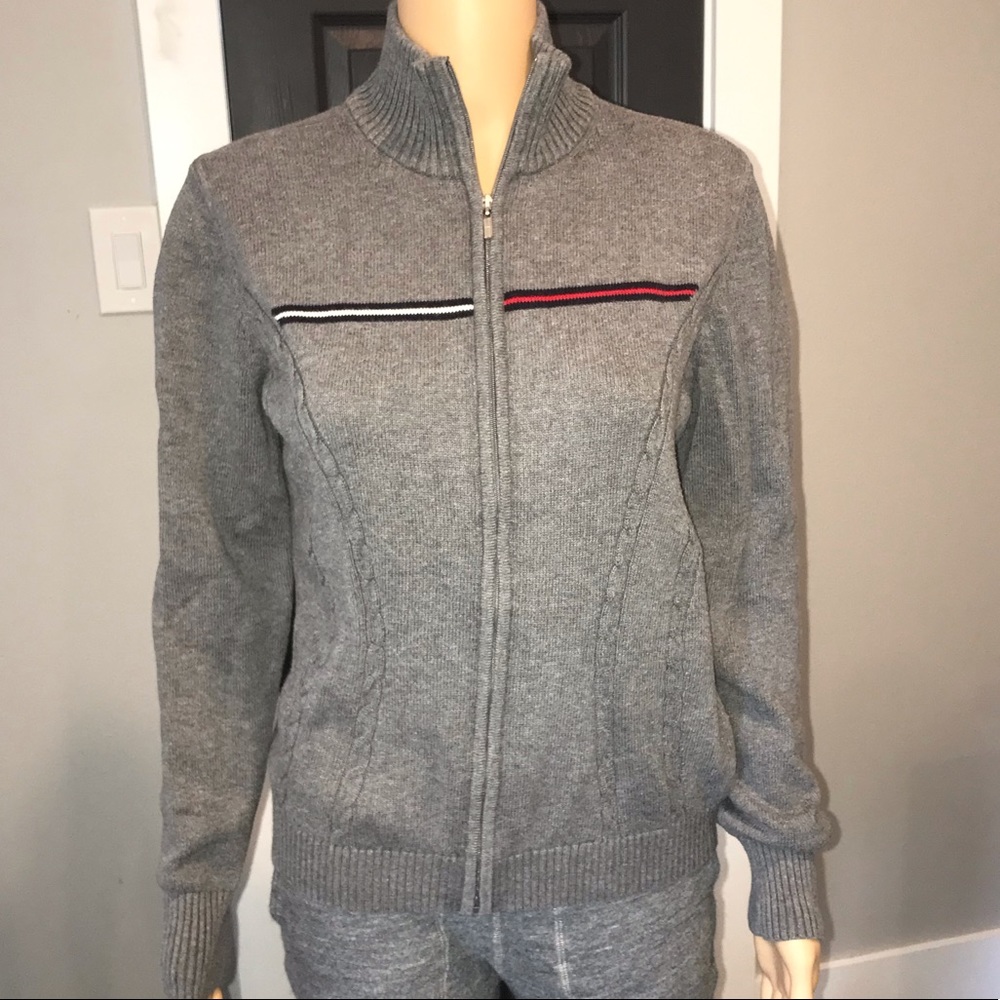 Y2K Tommy Hilfiger preppy zip cotton mock neck sweater